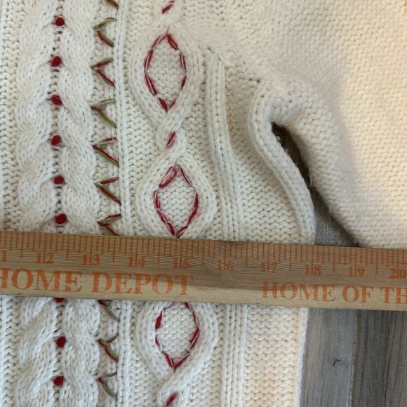 Vtg Christopher Banks Christmas Cardigan Sz M Button Cable Knit Candy Granny - Picture 7 of 8